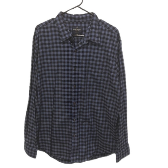 American Eagle Men’s Classic Fit Button Up Long Sleeve Shirt Size XL Navy Blue - Picture 1 of 8